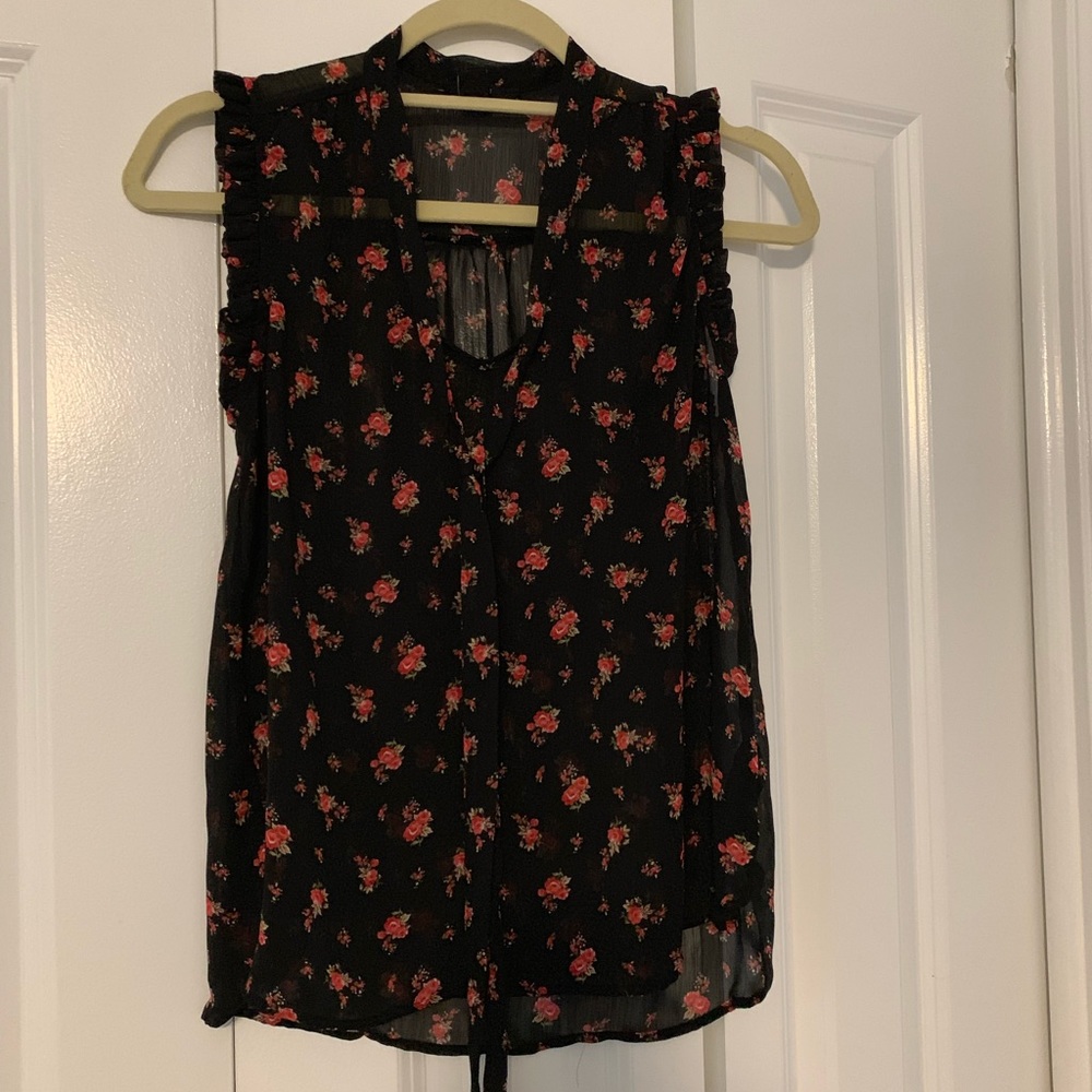 Tie neck chiffon floral blouse - bundle 3 for $12